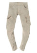 Thumbnail Pantalon slim style cargo en coton beige à poches latérales à soufflets façon army et zip