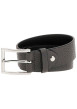 Thumbnail Ceinture en cuir noire unie avec nom de la marque sur la boucle rectangulaire