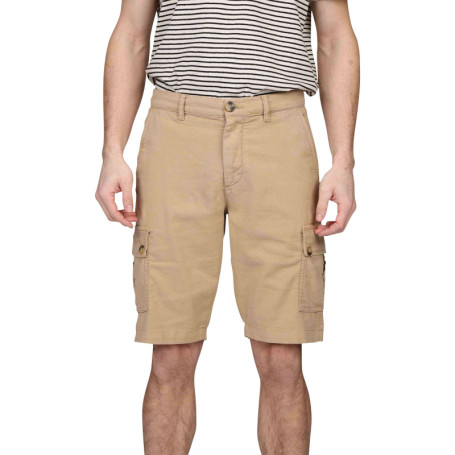 Short cargo en coton mélangé de couleur beige...