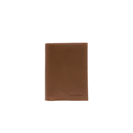 Portefeuille en cuir de vache camel uni avec le...