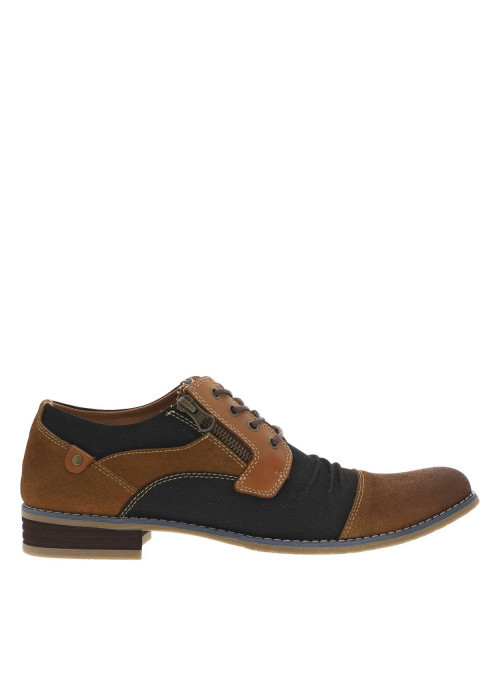 Richelieu en cuir marrons et noirs à bout droit et à talon décroché bas