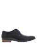 Thumbnail Derbies en cuir noires avec un talon décroché bas et des lacets ronds bleus