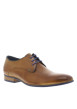 Thumbnail Derbies en cuir camel avec un talon décroché bas et des lacets ronds bleus - Image 3