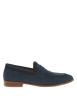 Thumbnail Mocassins en cuir bleus marine en suède à bout droit et à talon décroché bas