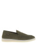 Thumbnail Mocassins en cuir kakis en suède à semelle plate écrue translucide