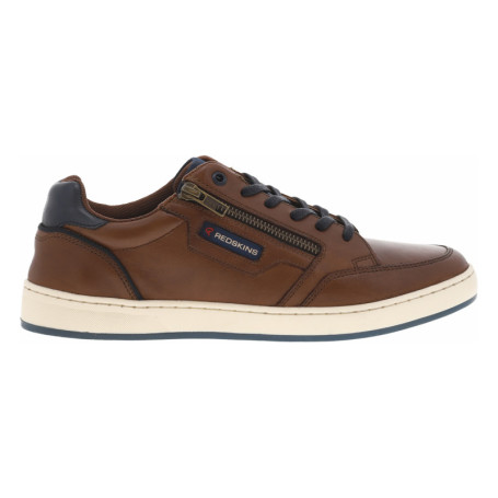 Baskets en cuir marrons et bleues marine avec...