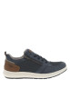 Thumbnail Sneakers bleu marine à talon plat avec des lacets et un zip latéral - Image 2