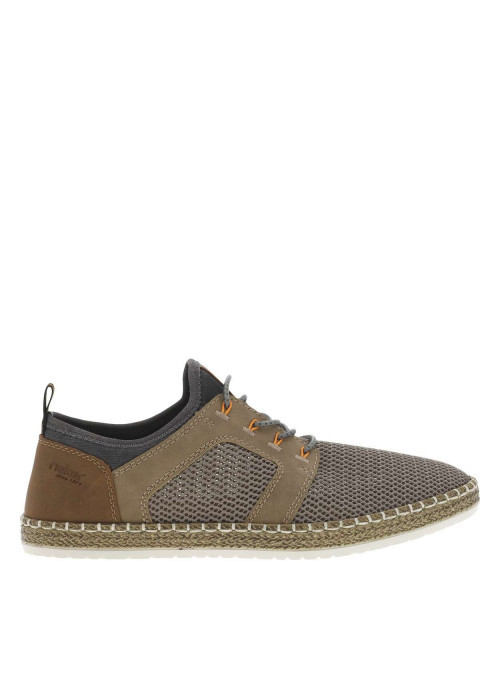 Sneakers taupe en filet à fermeture slip-on et à lacets ronds décoratifs