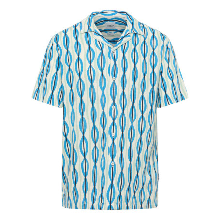 Chemise manches courtes bleue à motifs...