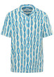 Thumbnail Chemise manches courtes bleue à motifs géométriques et à col cubain