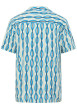 Thumbnail Chemise manches courtes bleue à motifs géométriques et à col cubain - Image 2