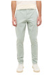 Thumbnail Chino en coton vert clair uni avec une coupe slim et des passants à la taille - Image 3