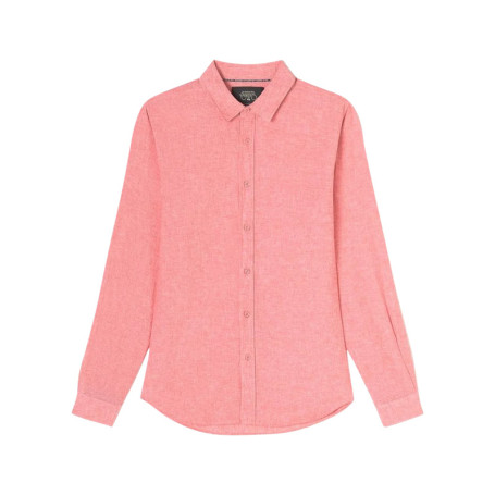 Chemise en lin et coton rouge unie avec une...