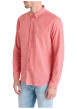 Thumbnail Chemise en lin et coton rouge unie avec une coupe regular fit - Image 3