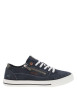 Thumbnail Tennis bleues marine à surpiqûres blanches avec un zip et à lacets plats blancs
