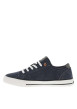 Thumbnail Tennis bleues marine à surpiqûres blanches avec un zip et à lacets plats blancs - Image 2