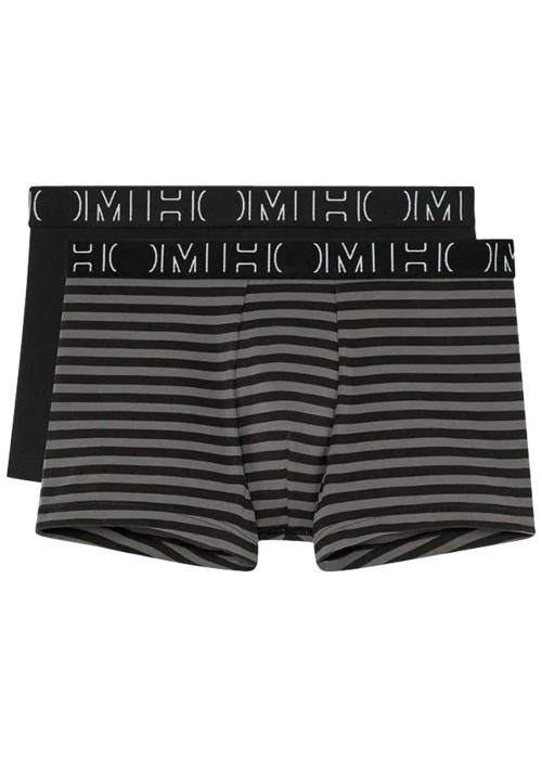 Lot de 2 boxers classiques en coton noirs à rayures avec le nom de la marque