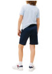 Thumbnail Short jogging en coton mélangé bleu marine uni à coupe droite avec des poches - Image 2
