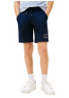 Thumbnail Short jogging en coton mélangé bleu marine uni à coupe droite avec des poches - Image 4