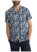 Thumbnail Chemise manches courtes marine avec des imprimés une coupe droite un col cubain - Image 2