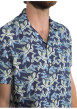Thumbnail Chemise manches courtes marine avec des imprimés une coupe droite un col cubain - Image 3
