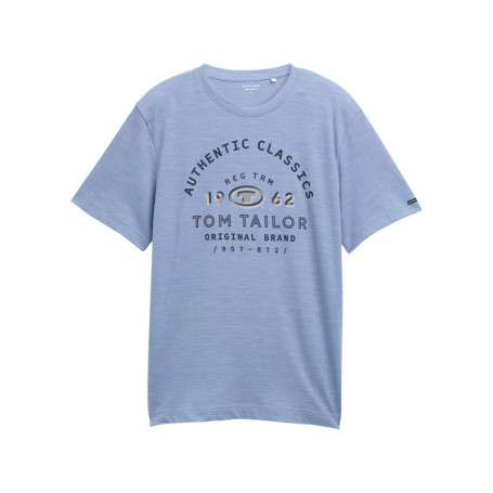 T-shirt en coton bleu imprimé à la poitrine...