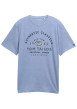 Thumbnail T-shirt en coton bleu imprimé à la poitrine avec de fines rayures et un col rond