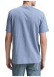 Thumbnail T-shirt en coton bleu imprimé à la poitrine avec de fines rayures et un col rond - Image 2