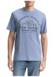 Thumbnail T-shirt en coton bleu imprimé à la poitrine avec de fines rayures et un col rond - Image 4