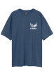 Thumbnail T-shirt en coton bleu uni avec le nom de la marque imprimé au dos et à col rond