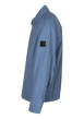 Thumbnail Blouson en coton bleu uni avec une coupe droite et un col à revers - Image 3