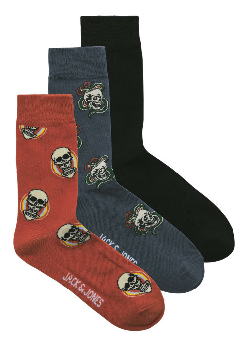 Lot de 3 paires de chaussettes hautes en coton mélangé multicolores imprimées