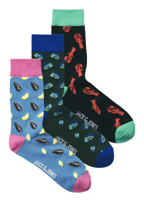 Lot de 3 paires de chaussettes hautes en coton mélangé multicolores imprimées