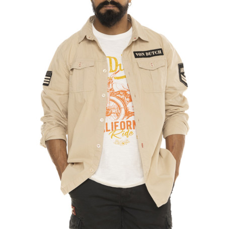 Chemise en coton beige avec un imprimé une...
