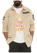 Thumbnail Chemise en coton beige avec un imprimé une coupe droite et un col à revers