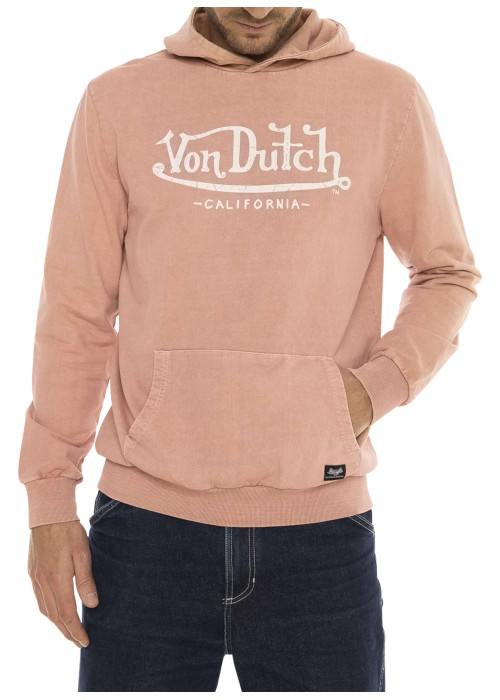 Sweat rose avec un imprimé une coupe droite et un col à capuche