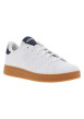 Thumbnail Tennis blanches et bleues à semelle camel avec lacets plats et bandes perforées - Image 3