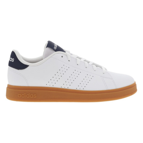 Tennis blanches et bleues à semelle camel avec...
