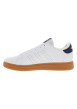 Thumbnail Tennis blanches et bleues à semelle camel avec lacets plats et bandes perforées - Image 2