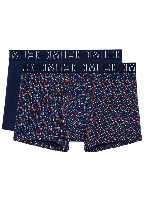 Lot de 2 Boxers classique en coton marine imprimé à coupe fermée