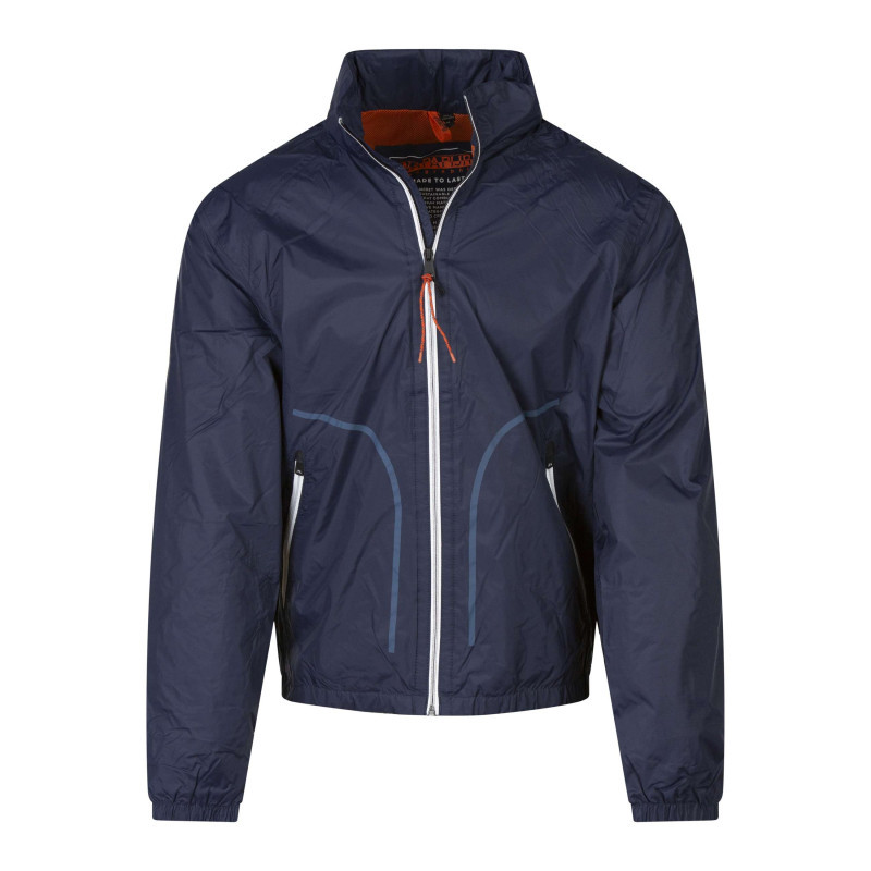Napapijri - Veste Marine Unie Avec Une Coupe Droite Un Col Montant Et Des Manches Longues - Marine