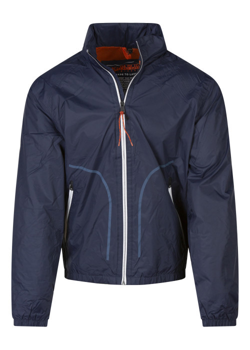 Veste marine unie avec une coupe droite un col...