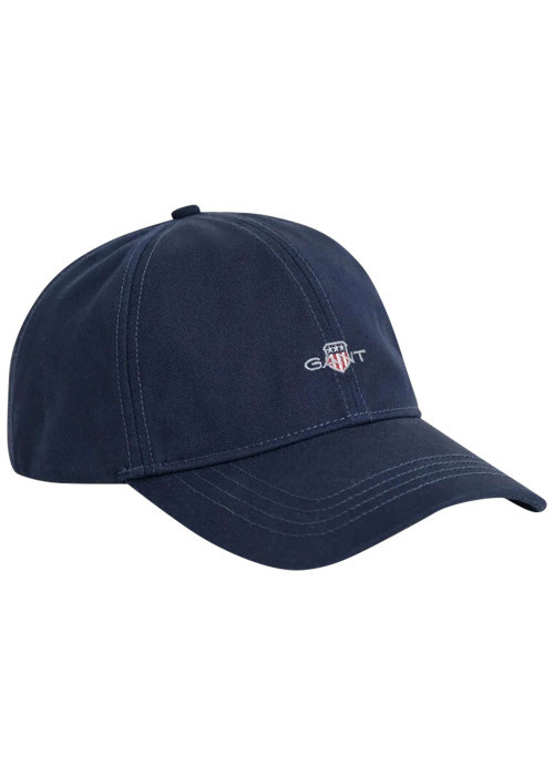 Casquette en coton marine unie avec le nom de la marque brodé à l'avant