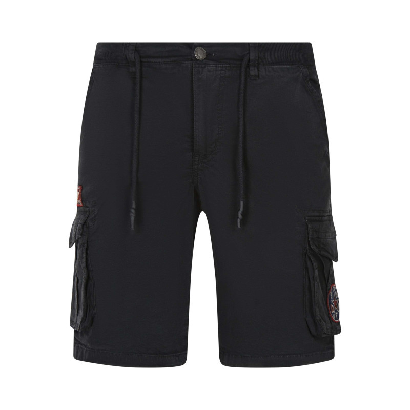 Von Dutch - Short Cargo En Coton Noir Uni Avec Une Coupe Droite Et Avec Des Patchs - Noir