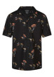 Thumbnail Chemise noire avec des imprimés une coupe droite et un col cubain