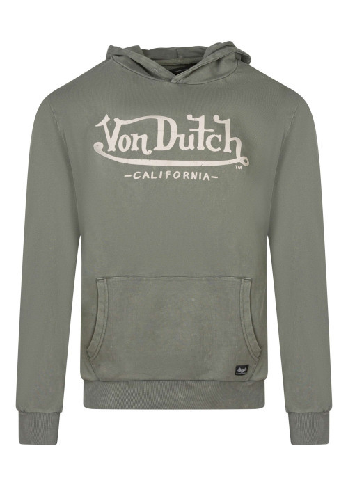 Sweat manches longues kaki uni avec une coupe droite et un col à capuche