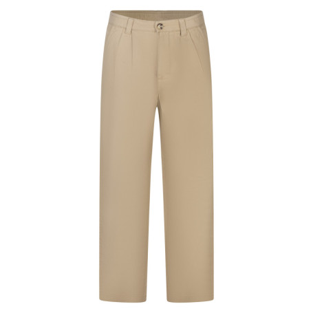 Pantalon chino en coton de couleur beige uni...