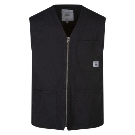 Blouson en coton de couleur noire unie avec une...