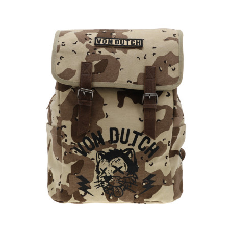 Sac à dos kaki avec un imprimé des patchs...