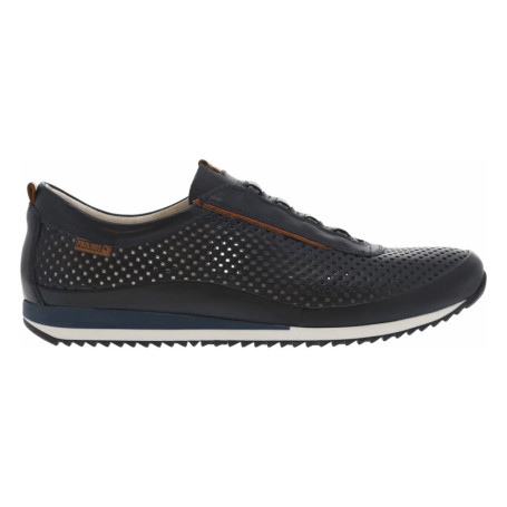 Sneakers en cuir marine à semelle crantée avec...